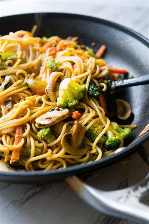 The lo mein will start off perfectly sauced and by the time it cools down, the zucchini noodles will start to shed a bit of water, but it still tastes good. HEALTHY 15 MINUTE VEGETABLE LO MEIN | Recipes, Vegetable ...