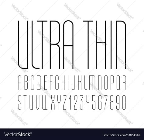 High Font Condensed Tall Ultra Thin Alphabet Sans Vector Image