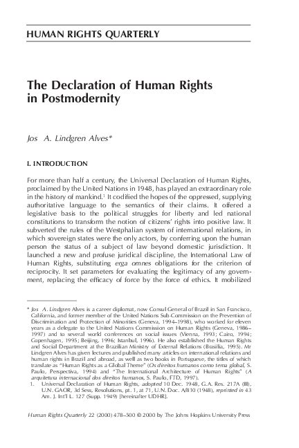 (PDF) HUMAN RIGHTS QUARTERLY The Declaration of Human ...