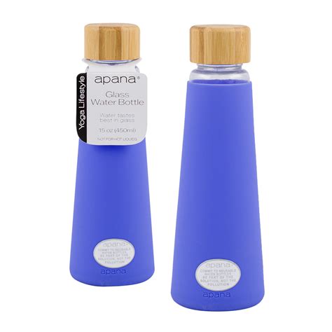 Wholesale Apana Glass Water Bottle 15oz Blue DEEP PERI