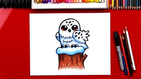 How To Draw A Snowy Owl Cartoon Art For Kids Hub