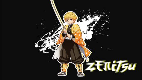 Demon Slayer Boy Zenitsu Agatsuma With Sword With White
