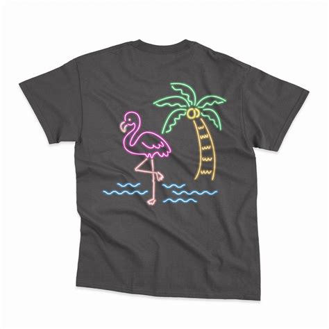 Pink Flamingo Neon Graphic T Shirt Pink Flamingos Tropical Tees T Shirt