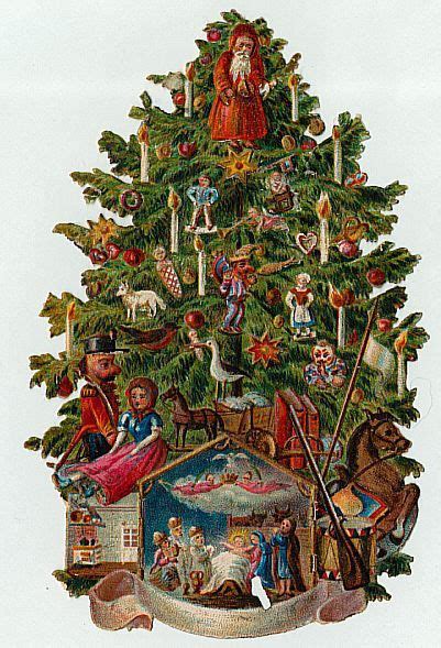 Christmas Tree Victorian Scrap Art Image Christmas Ephemera