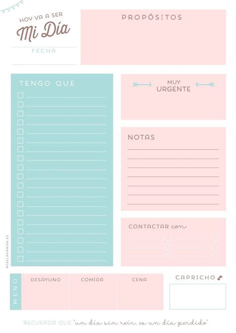 Planificador para mantener tus días organizados Imprimible y en español Planner bullet
