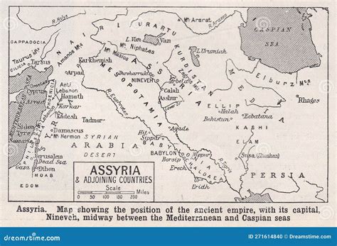Vintage Map Of Assyria Showing The Position Of The Ancient Empire