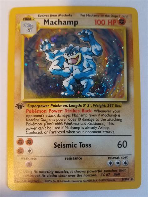 Check spelling or type a new query. PL 1st EDITION MACHAMP HOLOFOIL 8/102 ORIGINAL BASE SET POKEMON HOLOGRAPHIC HOLO | Pokemon cards ...