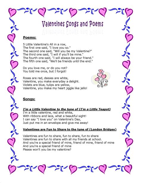 Valentine Poems And Songs Valentines Day Poems Valentines Day Songs