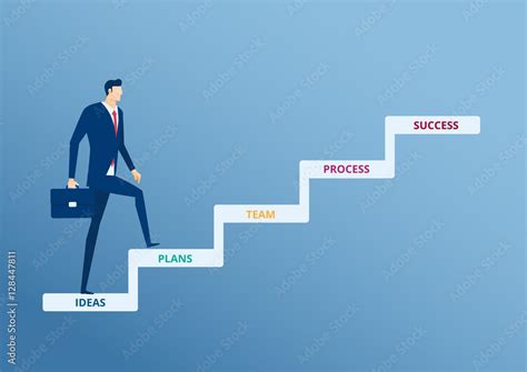 Vecteur Stock Businessman Walking On Stair Step To Success Staircase