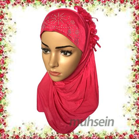 islamique enfants fille musulman pull hijab bandanas hijab fleur diamant Écharpe châles