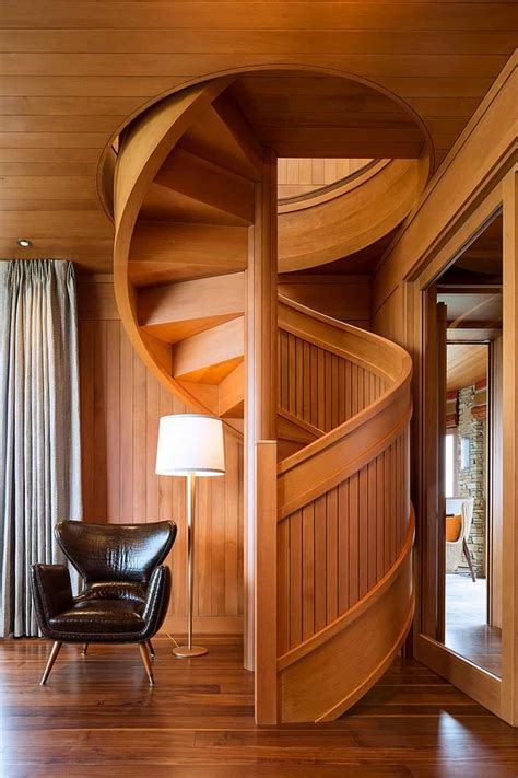 Flowing Spiral Wood Staircase Is A Work Of Art
