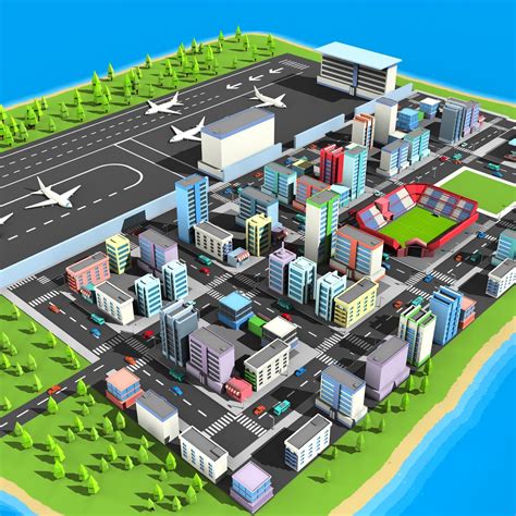 Lowpoly City 3d Model Cgtrader