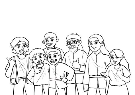 Gambar Kartun Keluarga Besar Bahagia Hitam Putih Keluarga Bahagia