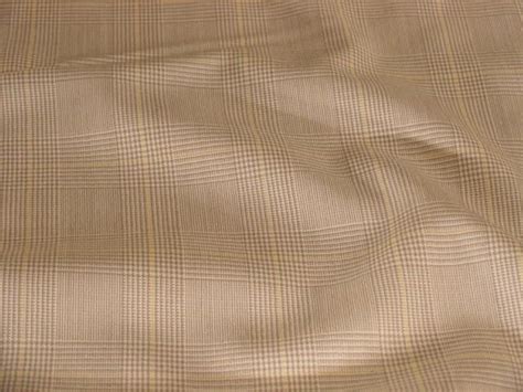 Soft Yellow Lined Check On Whitebeige Wool Suiting Fabric White