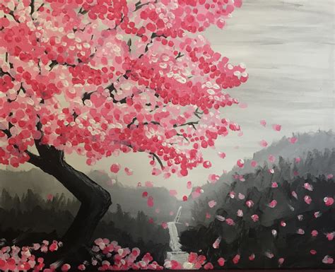 Hashtag Art Studio Wine And Design Painting Cherry Blossom