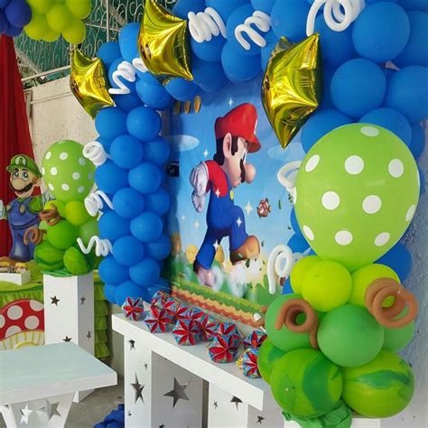 Decoración Mario Bross Fiesta De Mario Cumpleaños Y Bocaditos Para