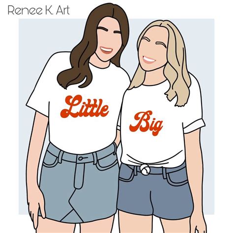 Custom Sorority Big Little Art Print Custom Illustration Sorority Big Little Custom Drawing