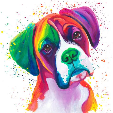 Rainbow Boxer Dog Breeed Art Print By Nikki Nikki X Small Boxer