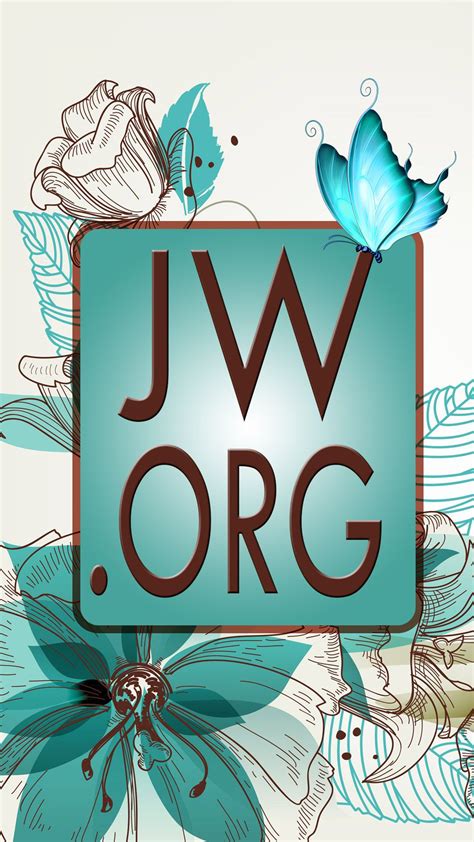 A Blue Butterfly Sitting On Top Of A Sign That Says Jw Org With Flowers