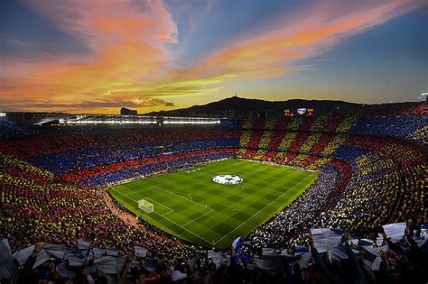 The camp nou is the largest stadium in europe with a capacity of 99,354 seats. HD wallpaper: FC Barcelona, Spain, stadium, Camp Nou, soccer, Soccer Field | Wallpaper Flare