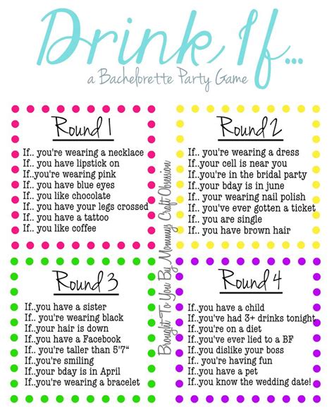 Party Supplies Party Games Drink If Bridal Shower Game Instant Download