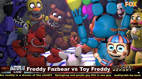 Sfm Fnaf Freddy Fazbear Vs Toy Freddy By Happyling On Deviantart