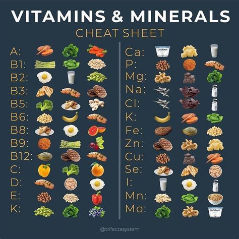Nutritions Instagram Post Vitamins Minerals Cheat Sheet