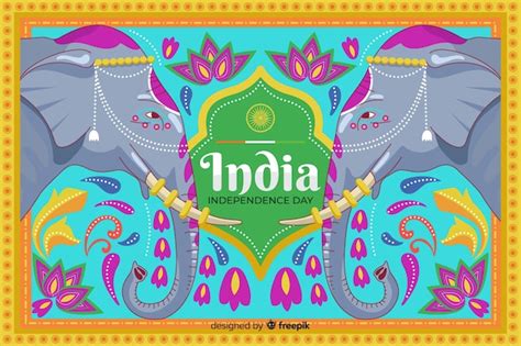 Independence Day Background In Indian Art Style Free Vector