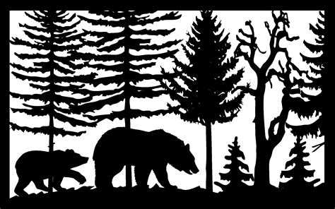 30 X 48 Two Bears Trees Plasma Art Dxf File Free Download