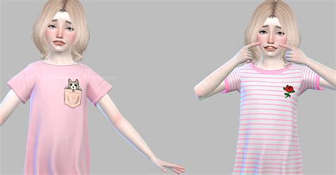 Kid F Tees Dress And Pocket Tees Dress For The Sims 4