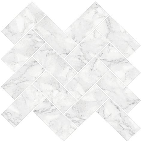 Nh2358 Herringbone Carrara Marble Peel And Stick Backsplash Tiles