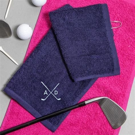 Personalised Golf Towels Embroidered Initial Golf Towel In Black