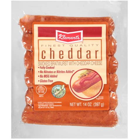 Klements Cheddar Smoked Bratwurst 14 Oz 6 Count