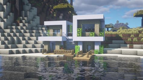 Beach House In Minecraft Minecraft Beach House Beach House Design My