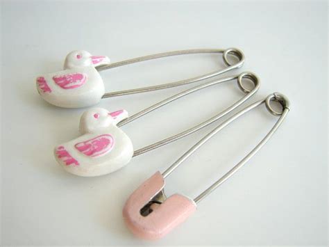 Vintage White And Pink Diaper Pins Set Of 3 Every Baby Etsy Diaper
