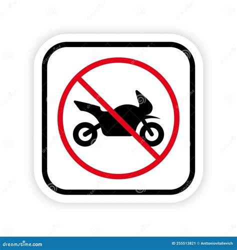 Ban Motorcycle Black Silhouette Icon Restricted Motorbike Parking