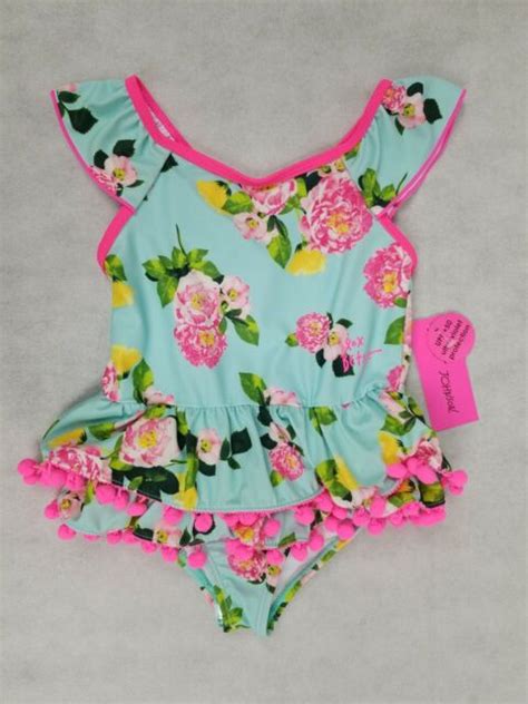 Betsey Johnson Toddler Girls One Piece Floral Swim Bathing Suit Size 4t