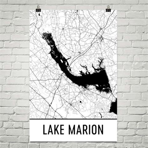 Lake Marion Sc Art And Maps Modern Map Art