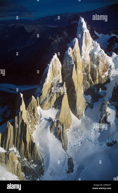Aerial View At 3400 Meters Of Mount Fitzroy Cerro Torre Range And