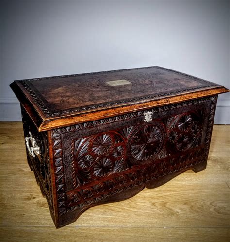 Scottish Carved Walnut Coffer 1893 572877 Uk