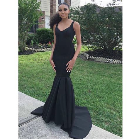 Charming Black Long Prom Dress Sexy Mermaid Backless Jersey Prom Dres