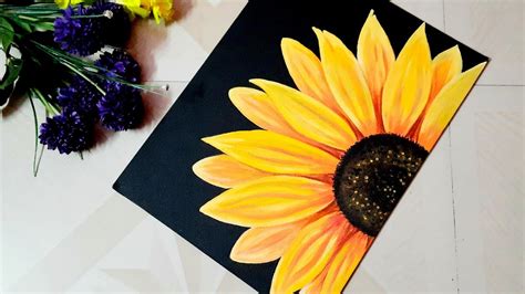 Sunflower Painting By Acrylic Colour Step By Step Sunflower Painting
