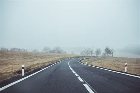 Free Images Winter Fog Street Field Driving Country Road Foggy