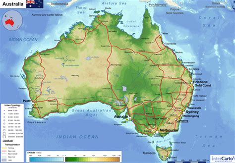 Printable Physical Map Of Australia