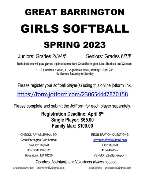 Spring 2023 Gb Girls Softball Grades 2 8 Registration Web Du Bois