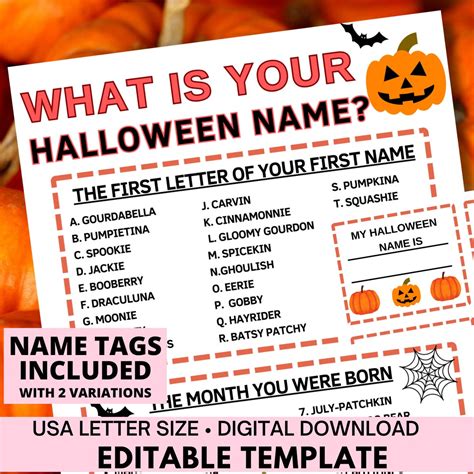 What S Your Halloween Name Game With Nametagshalloween Party