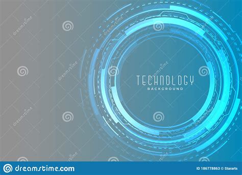 Digital Technology Circular Futuristic Banner Glowing Design Stock