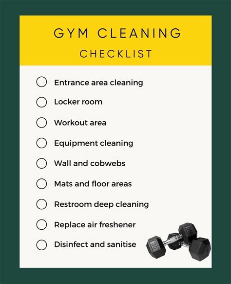Gym Cleaning Checklist Fitness Centre Cleaning Checklist