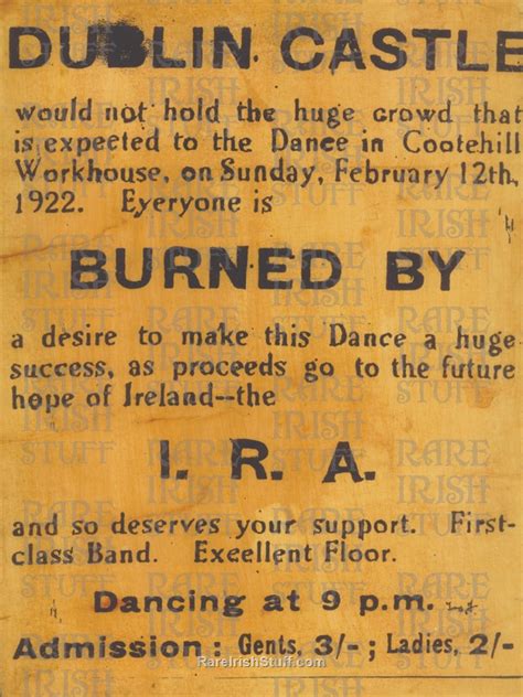 Ira Fundraising Dance Poster Cootehill Workhouse Carlow 1922