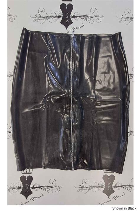 Zip Front Pencil Latex Rubber Skirt